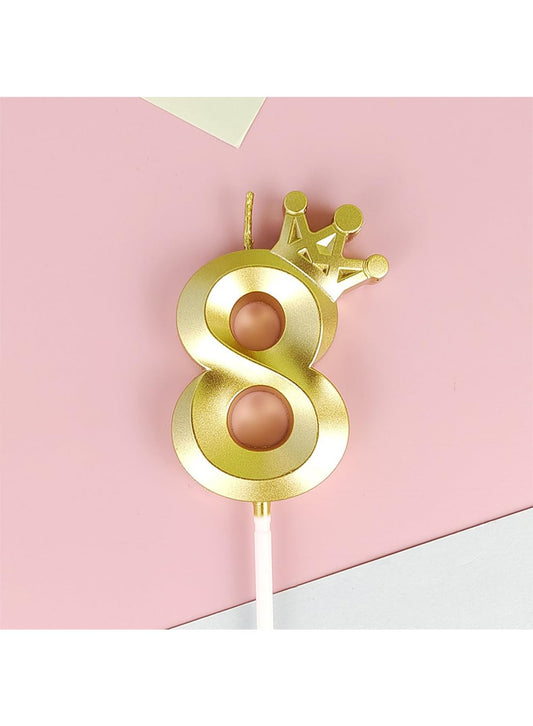 Birthday Number Candles for Cake Decoration, Glittery Cake Toppers with Cute Designs, Perfect for Kids' Parties, Anniversaries, and Celebrations-GOLD(No.8)