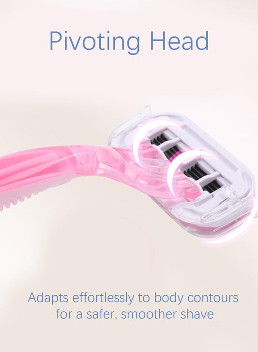 Disposable Razor, Shaving Razors, Flexible Pivoting Head, Soft Handle for Women
