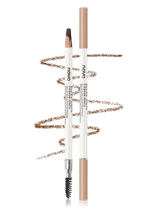 NOVO Eyebrow Pencil, Long-lasting Waterproof Eyebrow Makeup with Fine Tip and Brush for Natural-Looking Brows, Wild Mist Brow Pen 1Pcs - Dark Brown