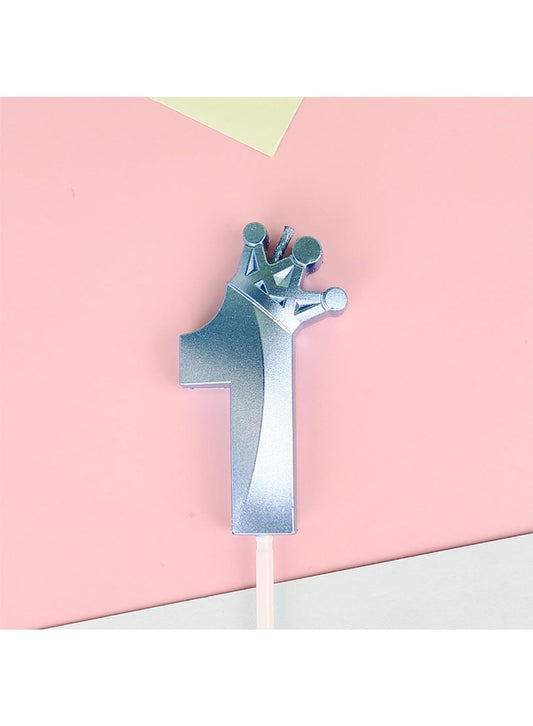 Birthday Number Candles for Cake Decoration, Glittery Cake Toppers with Cute Designs, Perfect for Kids' Parties, Anniversaries, and Celebrations-BLUE(No.1)