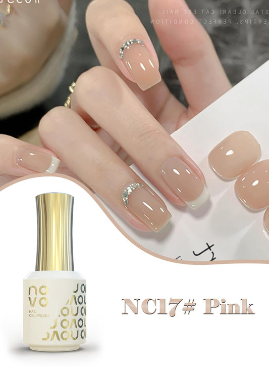 novo Jelly Gel Nail Polish, Sheer Nail Polish, UV LED Gel for DIY 12ml-NC17# Pink