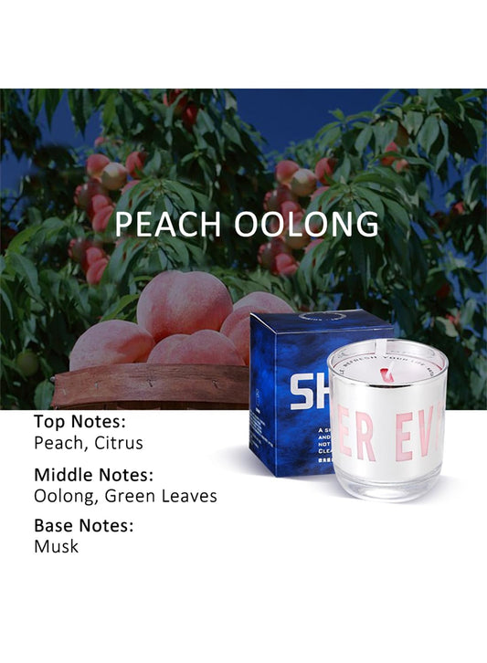NOVO Scented Candle, 150g Natural Soy Wax Blend with Pure Essential Oils, Translucent Cup Creates Ambient Vibe for Home-Peach Oolong