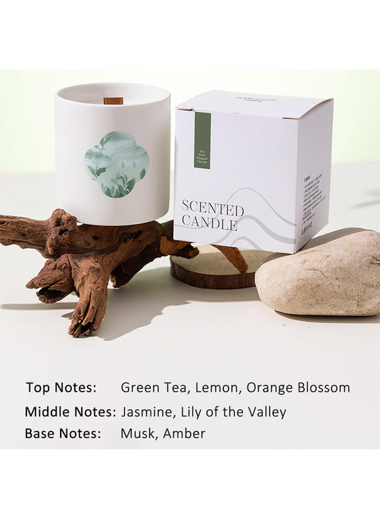 NOVO Aromatherapy Scented Oil Candle ¨C Natural & Long-Lasting Tea Aroma for Bedroon, Office & Cozy D¨¦cor 190g -Green Tea