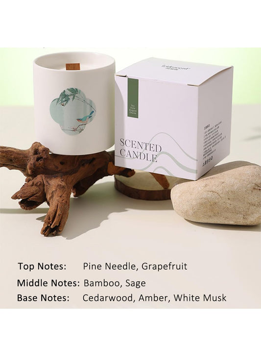NOVO Aromatherapy Scented Oil Candle ¨C Natural & Long-Lasting Tea Aroma for Bedroon, Office & Cozy D¨¦cor 190g -Bamboo