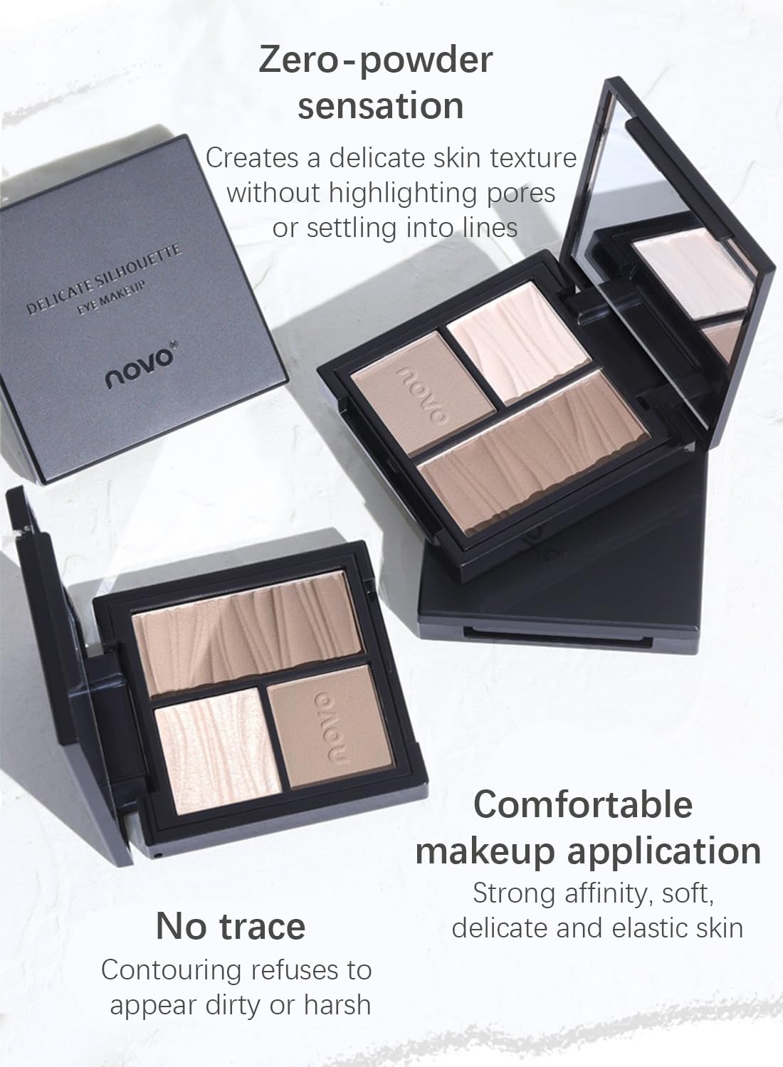 NOVO Three Colors Contour Palette, Makeup Palette Contain Contour and Highlighter