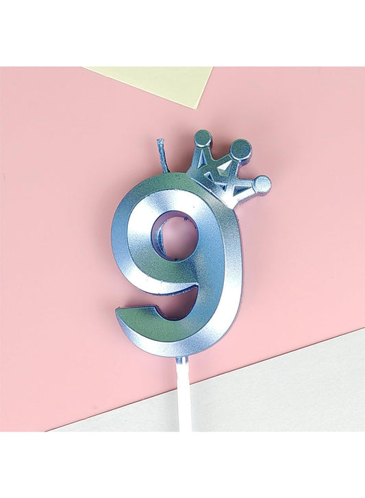 Birthday Number Candles for Cake Decoration, Glittery Cake Toppers with Cute Designs, Perfect for Kids' Parties, Anniversaries, and Celebrations-BLUE(No.9)