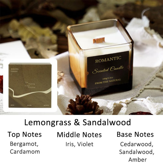 NOVO Aromatherapy Scented Candle ¨C Natural & Long-Lasting Coffee Aroma for Home, Office & Cozy D¨¦cor 100g- Lemongrass & Sandalwood