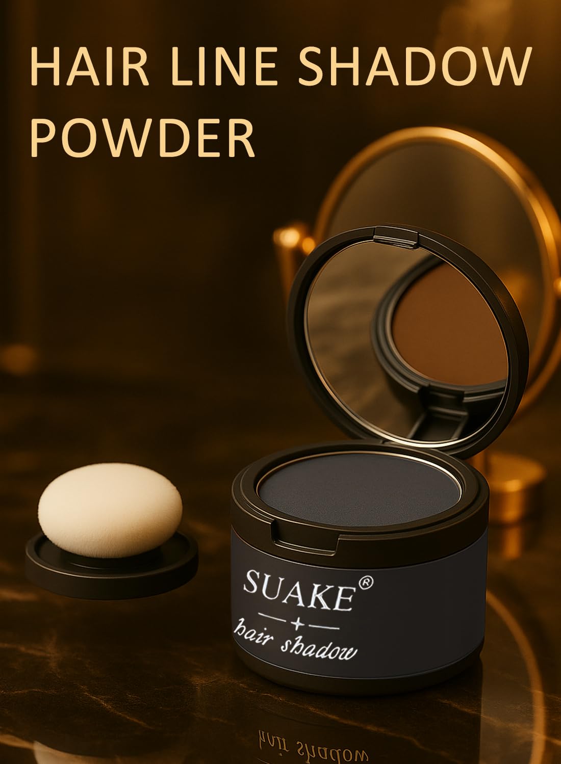 NOVO Hair Shadow Powder with Puff Touch, Instantly Natural Magical Hairline Concealer, Hair Root Dye for Thinning Hair, Beautify Forehead Curves 4G Black