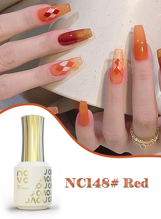 novo Jelly Gel Nail Polish, Sheer Nail Polish, UV LED Gel for DIY 12ml-NC148# Red
