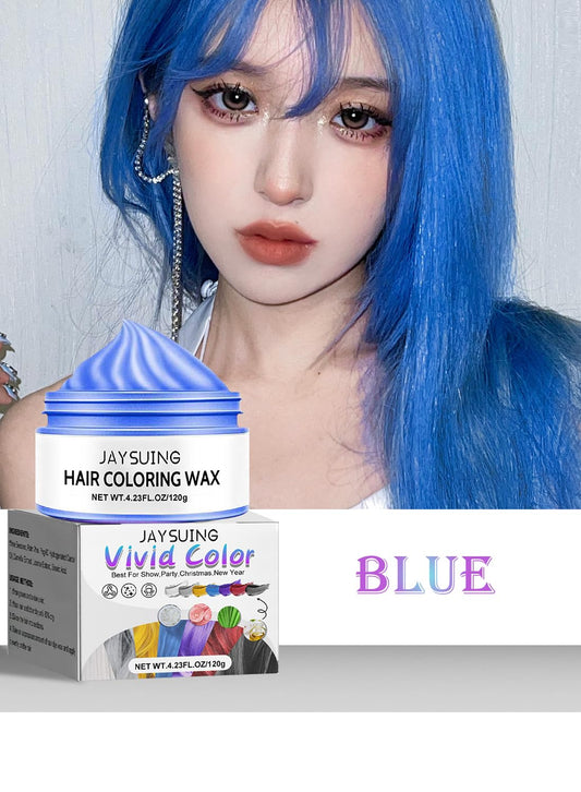 NOVO Hair Coloring Wax, Hair Color Cream, Long Lasting Easy to Apply Natural Washable Temporary Hair Dye Color Wax for Cosplay Festival School Parties and Fashion Events 120g Blue