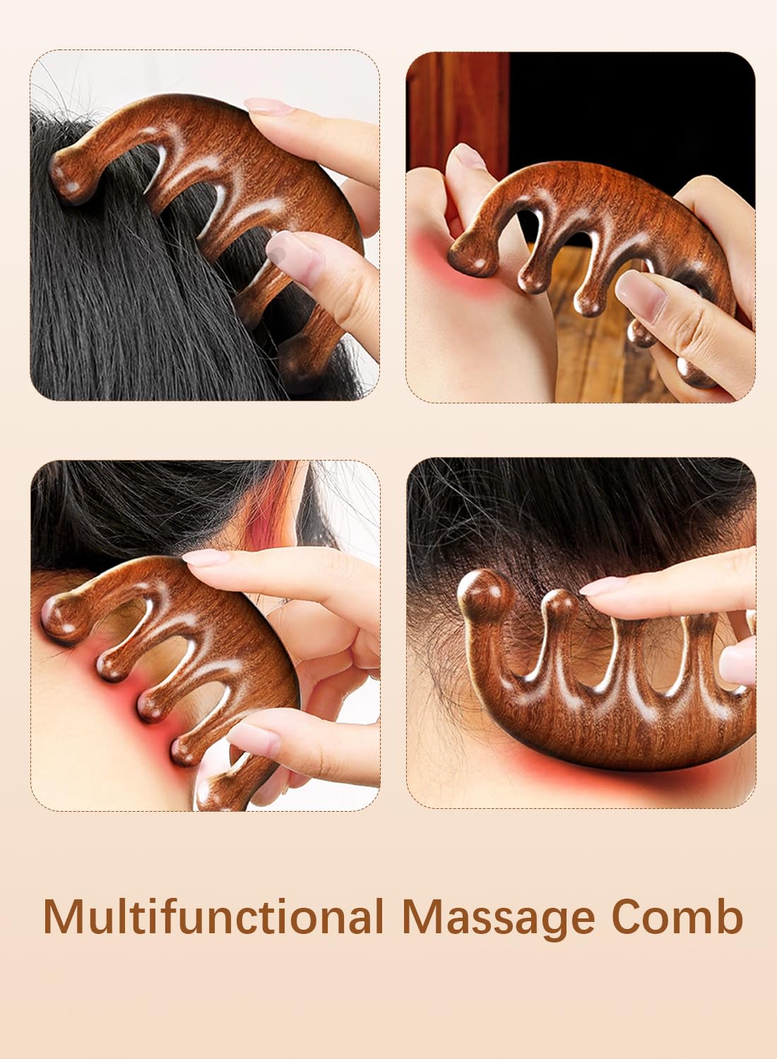 Hair Comb-Handmade 100% Natural Sandalwood &Anti-Static, Scalp Massage (Air Cushion Comb-5)