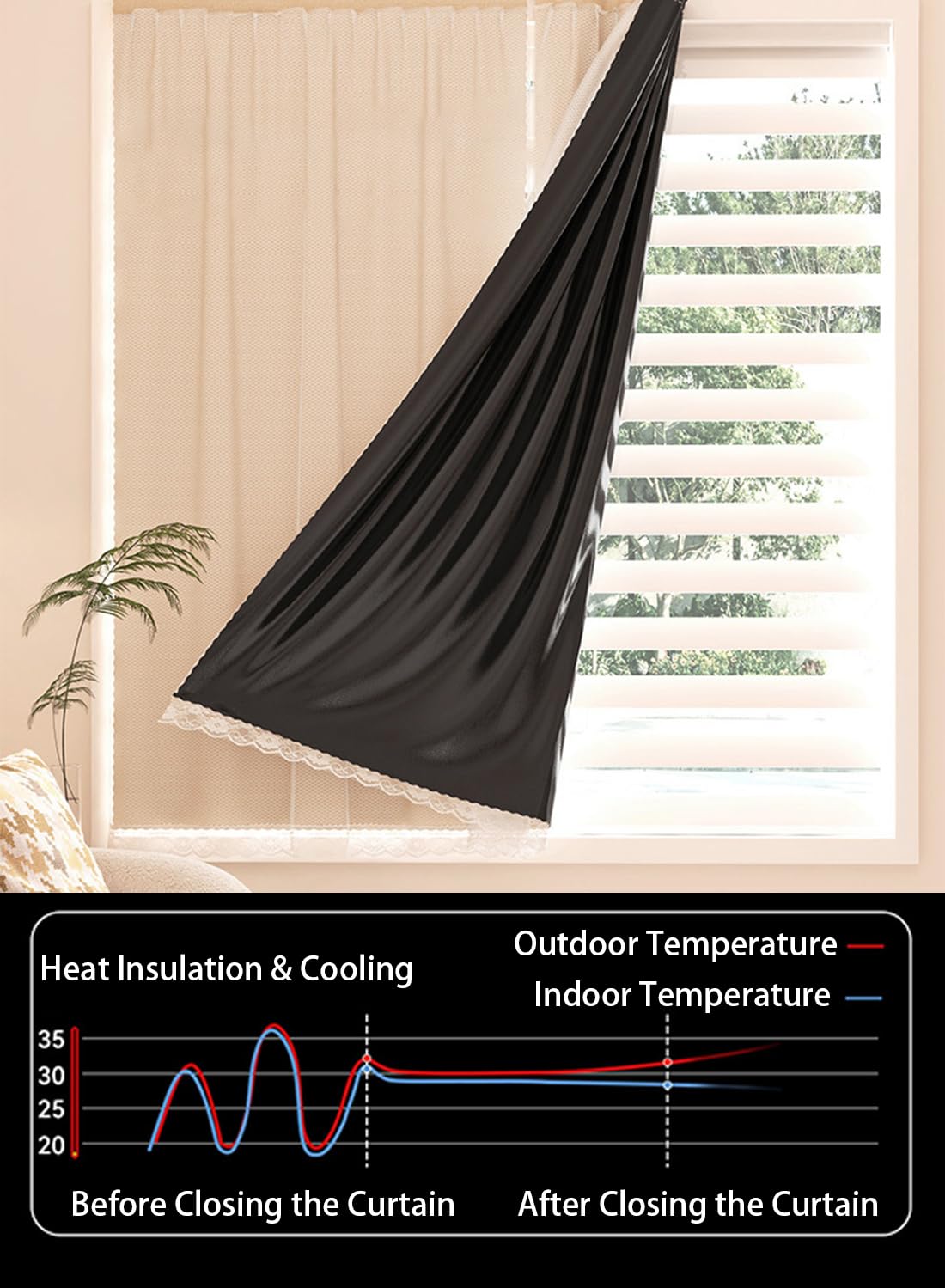 NOVO Velcro Curtains, No Drill Curtain