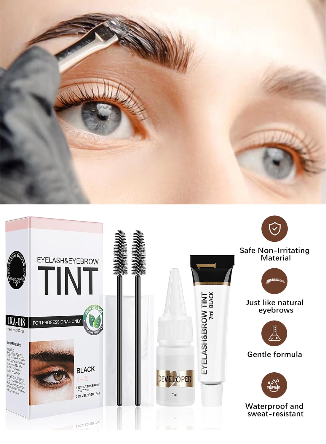 NOVO 2-In-1 Lash Tint Kit, Easy to Use Eyelash & Eyebrow Tint Kit - 7Ml+7Ml