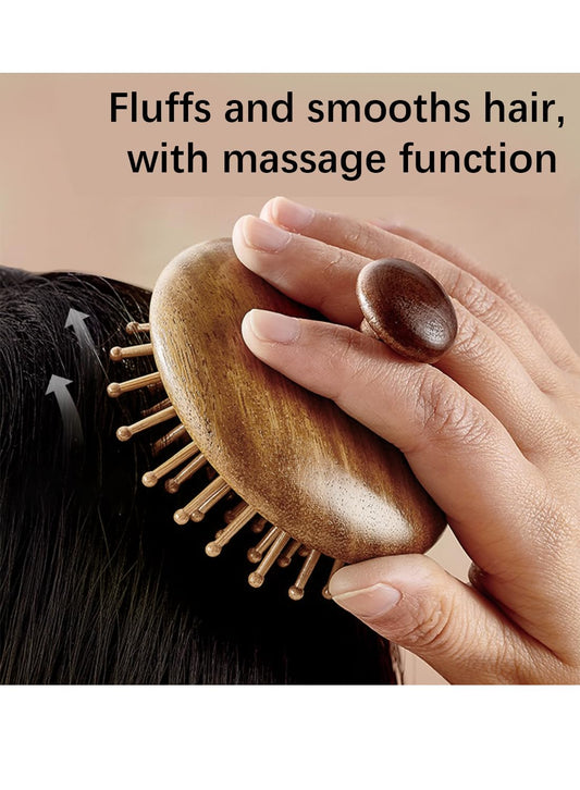 Hair Comb-Handmade 100% Natural Sandalwood &Anti-Static, Scalp Massage (Air Bag Comb-S)