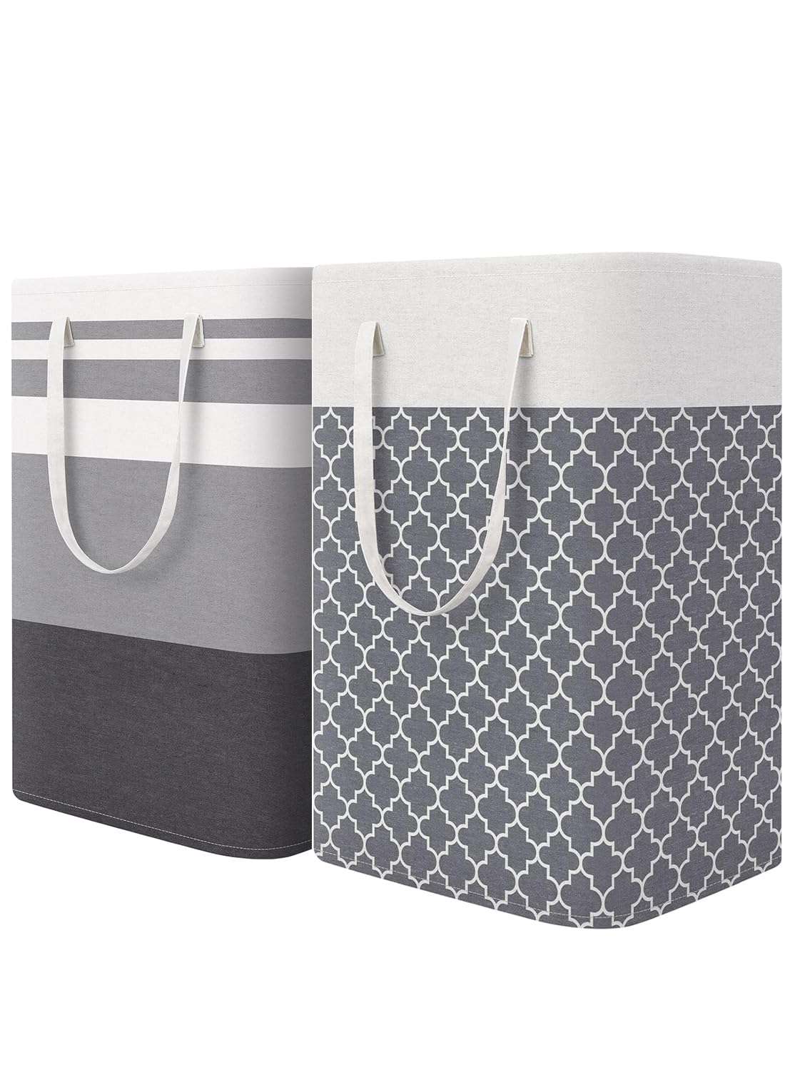 2Pcs Laundry Hamper, Large Collapsible Clothes Basket with Handles, Freestanding Waterproof for Bathroom, Bedroom, 75L