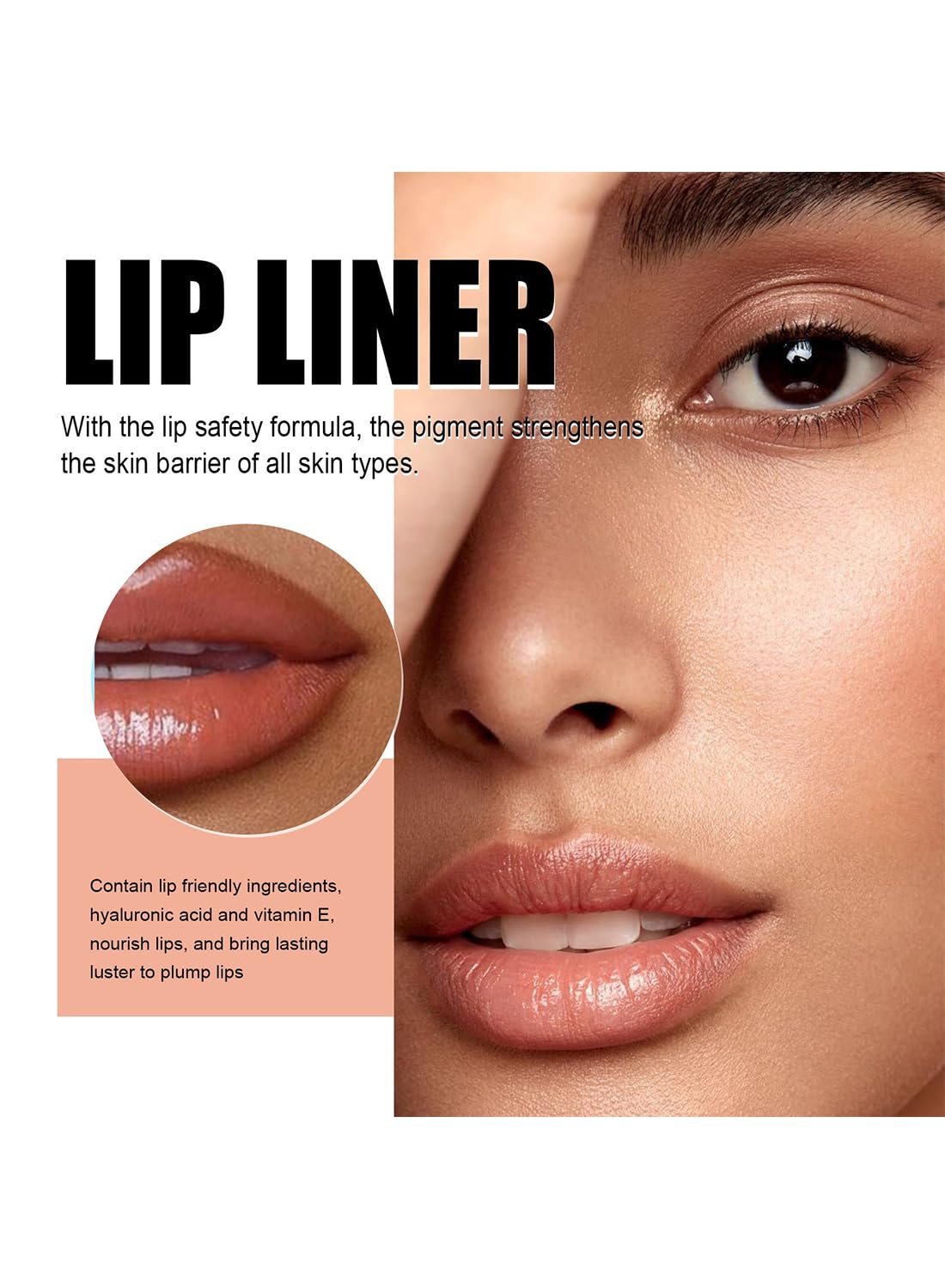 NOVO Lip Liner Stain, Long Lasting Removable Peel Off Lipline Tattoo for Women-Light Brown