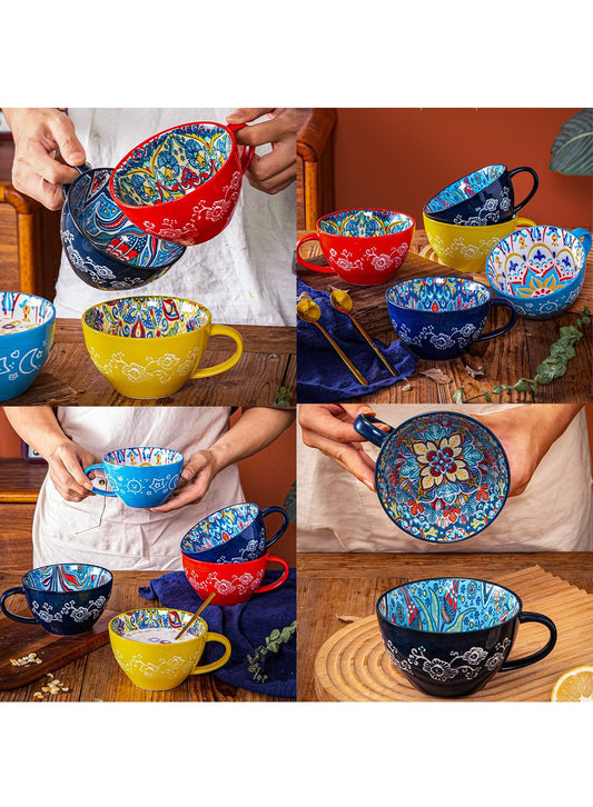 NOVO Hand-Painted Coloful Ceramic Mug Cup
