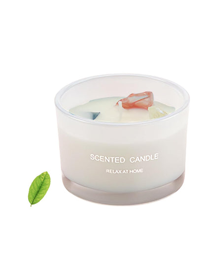 NOVO Scented Candles, 90g Natural Soy Wax Blend Aromatherapy Candle with Pure Essential Oils & Decorative Crystal-Black