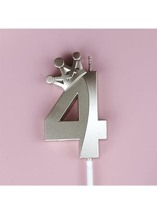 Birthday Number Candles for Cake Decoration, Glittery Cake Toppers with Cute Designs, Perfect for Kids' Parties, Anniversaries, and Celebrations-ROSE GOLD(No.4)
