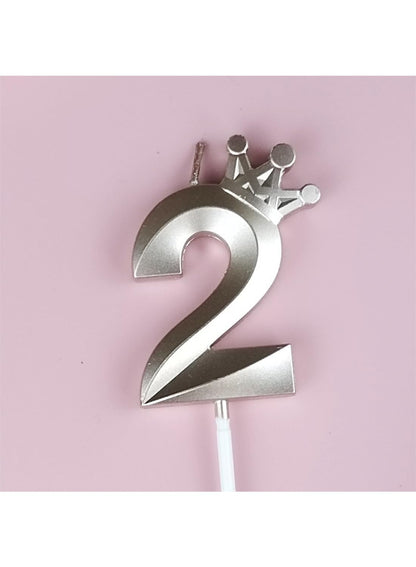 Birthday Number Candles for Cake Decoration, Glittery Cake Toppers with Cute Designs, Perfect for Kids' Parties, Anniversaries, and Celebrations-ROSE GOLD(No.2)
