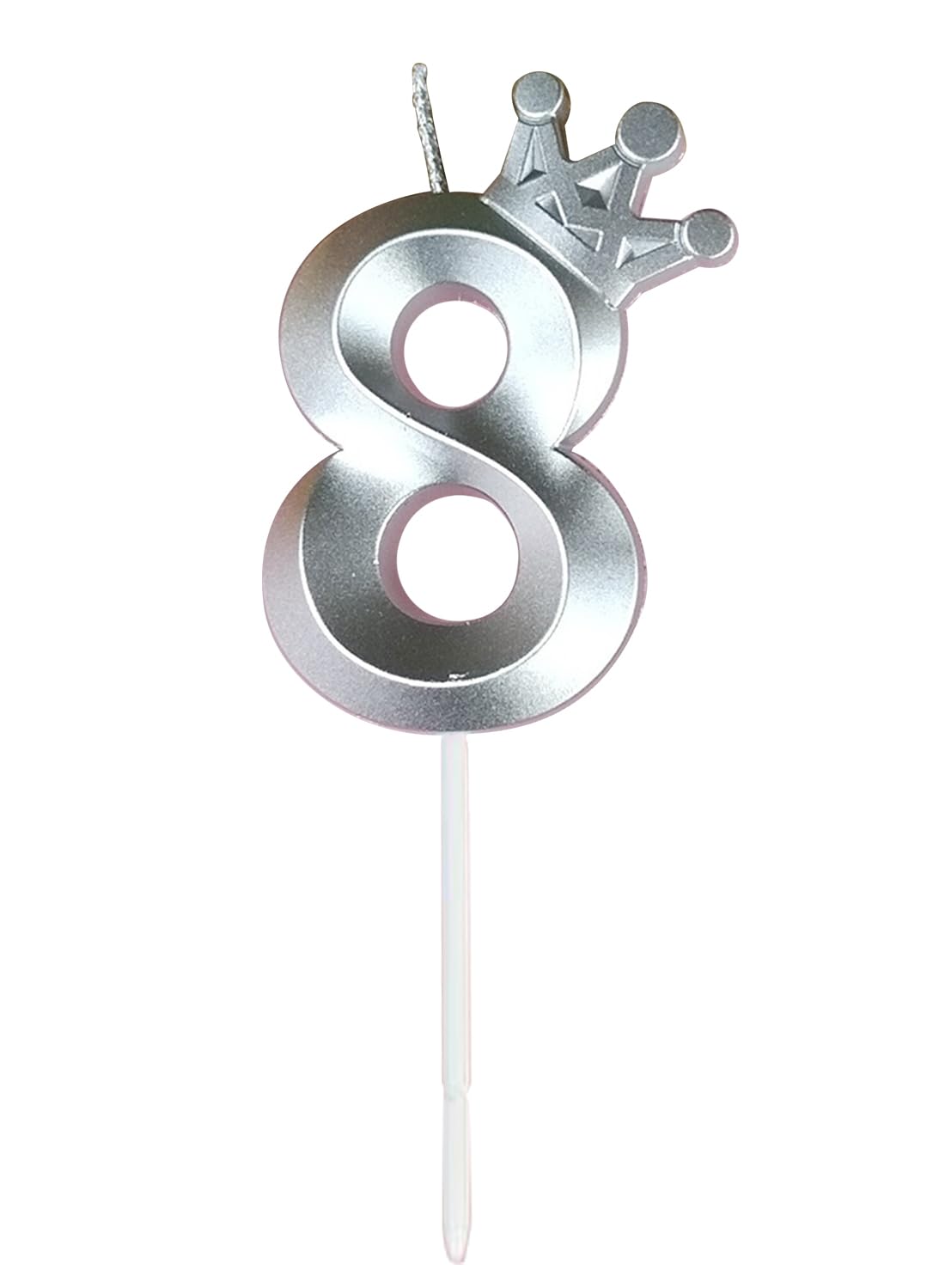 Birthday Number Candles for Cake Decoration, Glittery Cake Toppers with Cute Designs, Perfect for Kids' Parties, Anniversaries, and Celebrations-silver(No.8)