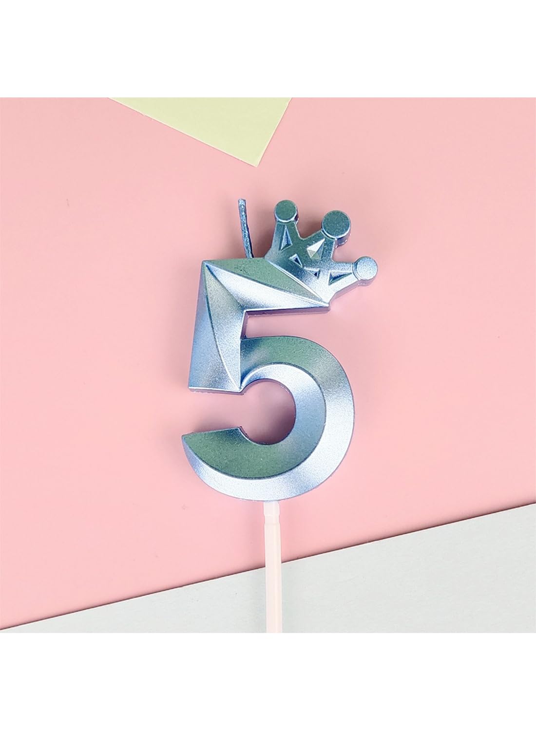 Birthday Number Candles for Cake Decoration, Glittery Cake Toppers with Cute Designs, Perfect for Kids' Parties, Anniversaries, and Celebrations-BLUE(No.5)