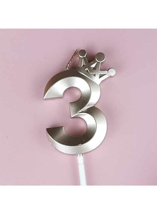 Birthday Number Candles for Cake Decoration, Glittery Cake Toppers with Cute Designs, Perfect for Kids' Parties, Anniversaries, and Celebrations-ROSE GOLD(No.3)