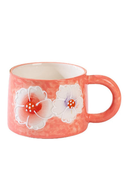 NOVO Hand-Painted Coloful Ceramic Mug Cup,Boho Style, Microwave Dishwasher Oven Safe, for Coffee, Breakfast & Ice Cream 550ml-Dark Blue