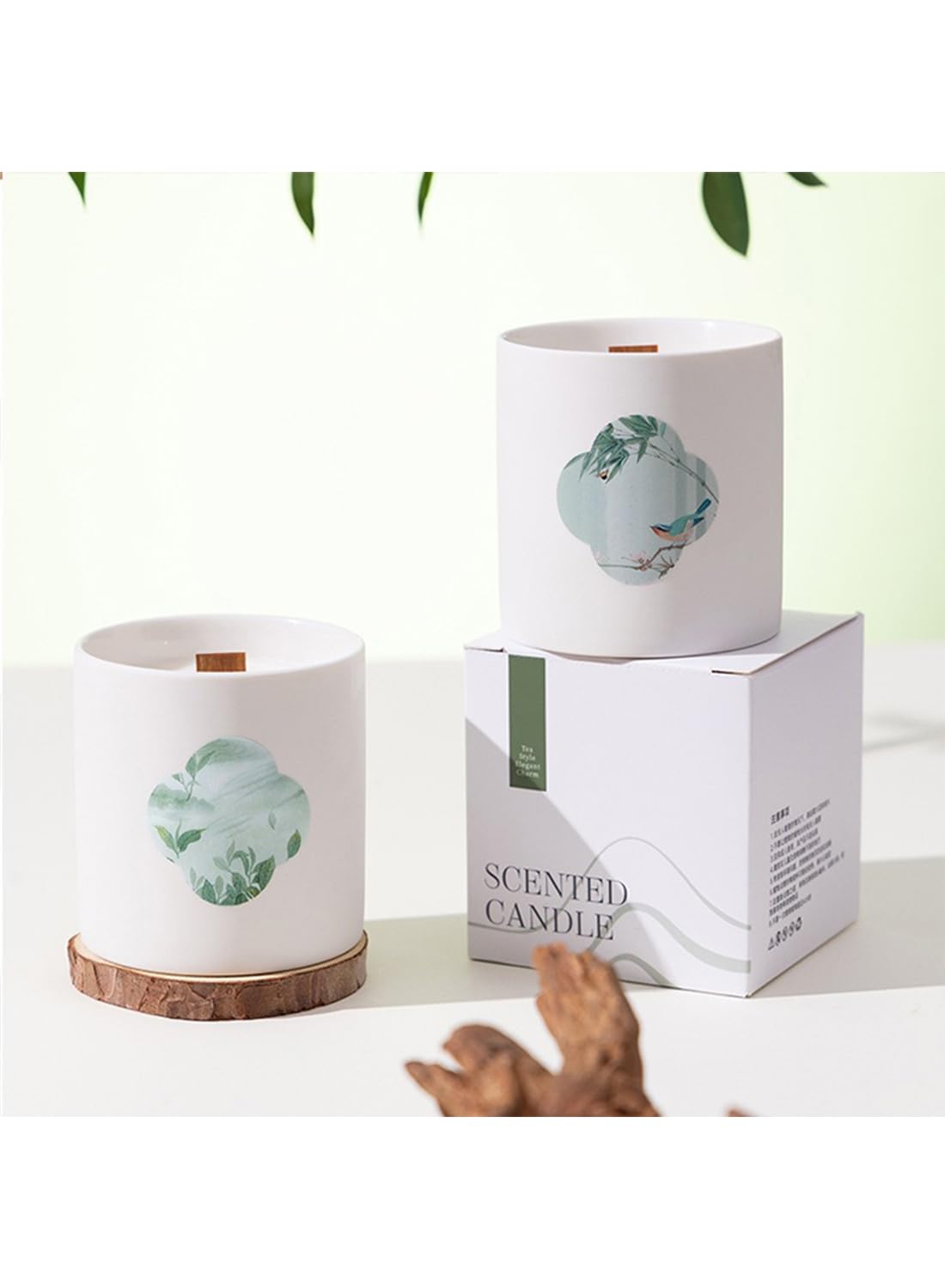 NOVO Aromatherapy Scented Oil Candle ¨C Natural & Long-Lasting Tea Aroma for Bedroon, Office & Cozy D¨¦cor 190g -Bamboo