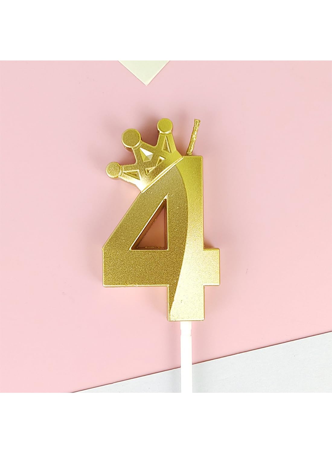 Birthday Number Candles for Cake Decoration, Glittery Cake Toppers with Cute Designs, Perfect for Kids' Parties, Anniversaries, and Celebrations-GOLD(No.4)