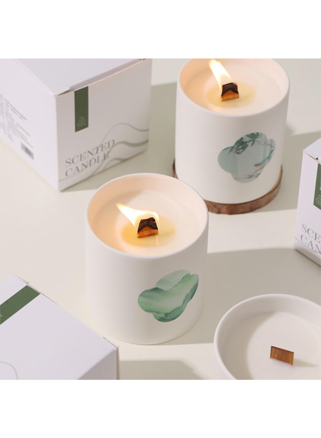 NOVO Aromatherapy Scented Oil Candle ¨C Natural & Long-Lasting Tea Aroma for Bedroon, Office & Cozy D¨¦cor 190g -Green Leaf