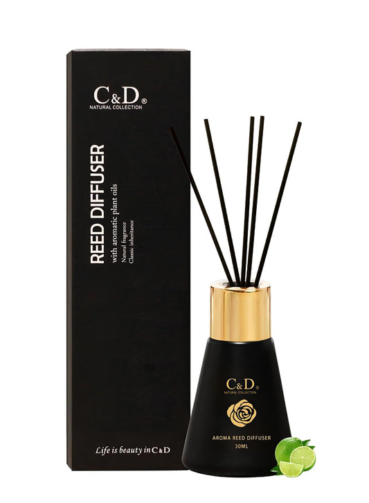 NOVO Scented Oil Reed Diffuser, Natural Long Lasting Home Fragrance, Perfect for Bathroom Bedroom Home Decor 30ml - Lime Basil & Citrus
