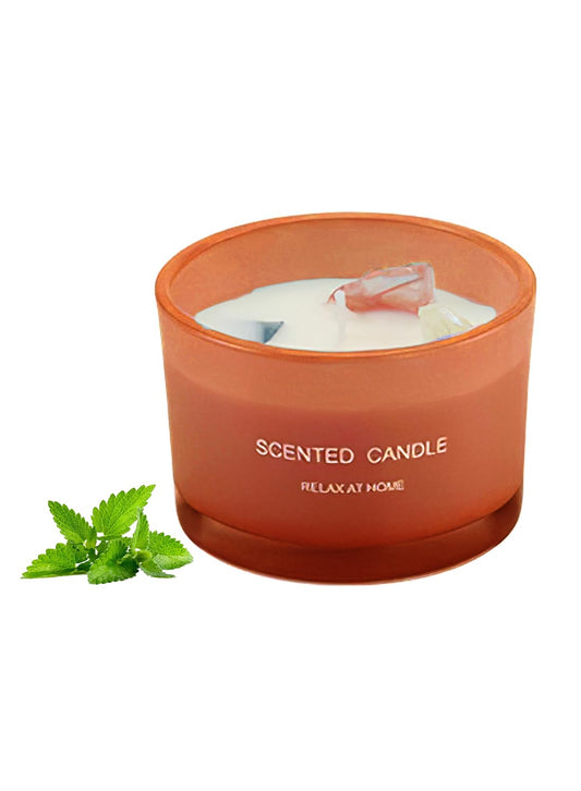 NOVO Scented Candles, 90g Natural Soy Wax Blend Aromatherapy Candle with Pure Essential Oils & Decorative Crystal-Black