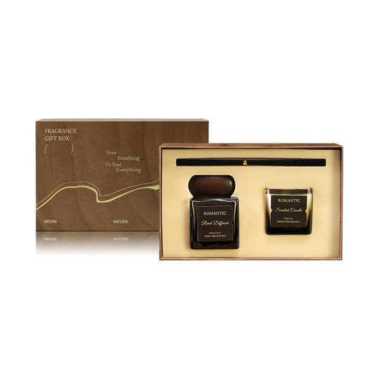 NOVO Scented Reed Diffuser Set ¨C Includes Aromatherapy Oil Diffuser and Coffee Aroma Candle for Home, Office & Cozy D¨¦cor -Bergamot & Coffee