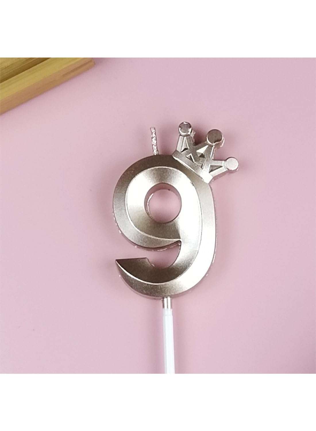 Birthday Number Candles for Cake Decoration, Glittery Cake Toppers with Cute Designs, Perfect for Kids' Parties, Anniversaries, and Celebrations-ROSE GOLD(No.9)