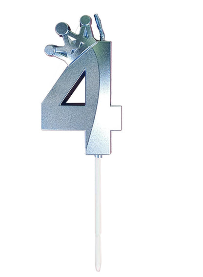 Birthday Number Candles for Cake Decoration, Glittery Cake Toppers with Cute Designs, Perfect for Kids' Parties, Anniversaries, and Celebrations-BLUE(No.4)