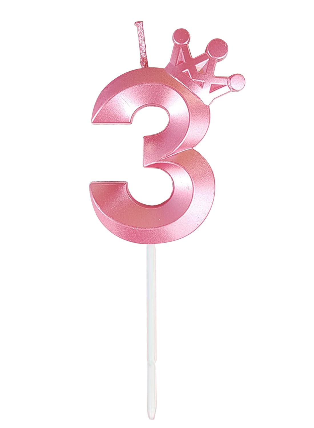 Birthday Number Candles for Cake Decoration, Glittery Cake Toppers with Cute Designs, Perfect for Kids' Parties, Anniversaries, and Celebrations-PINK(No.3)