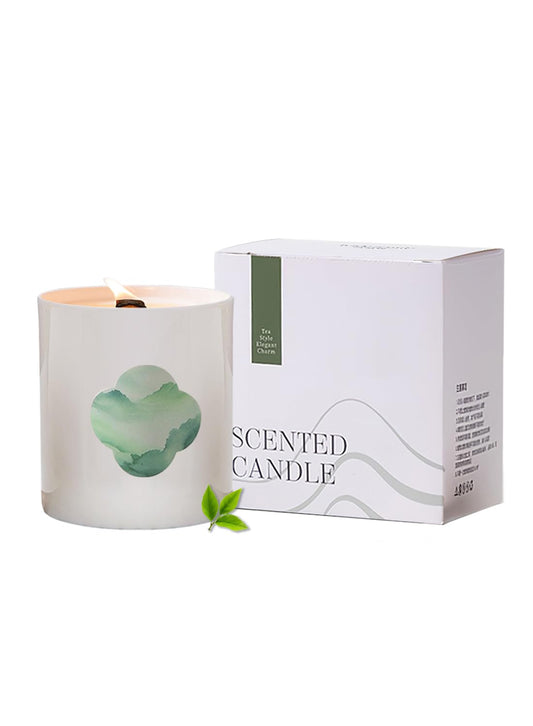 NOVO Aromatherapy Scented Oil Candle ¨C Natural & Long-Lasting Tea Aroma for Bedroon, Office & Cozy D¨¦cor 190g -Green Leaf