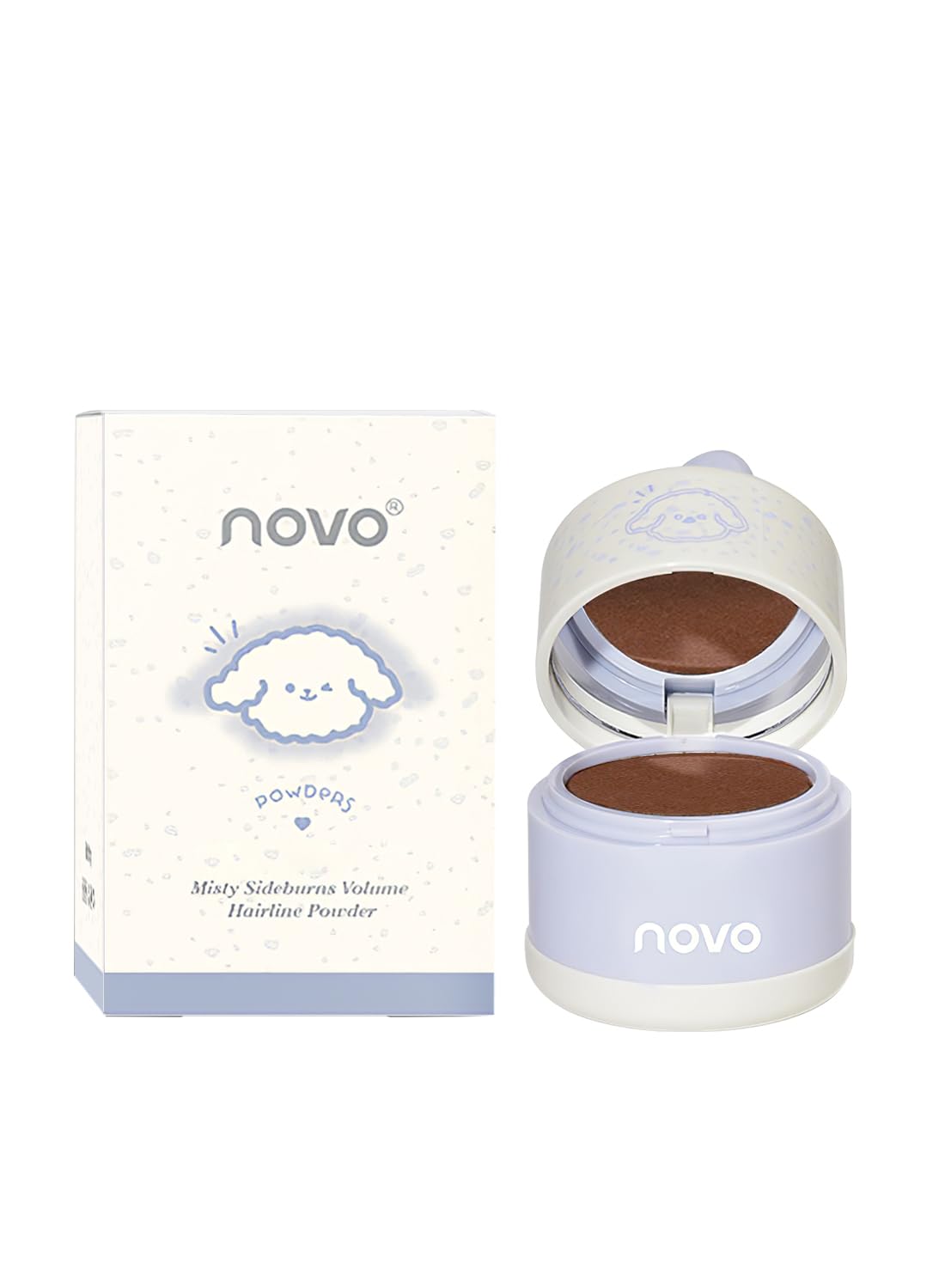 NOVO Instantly Hairline Powder, Waterproof Long Lasting Root Touch Up, Volume Hairline , Quick Cover Grey Hair Root Concealer for Women and Men Natural -Brown