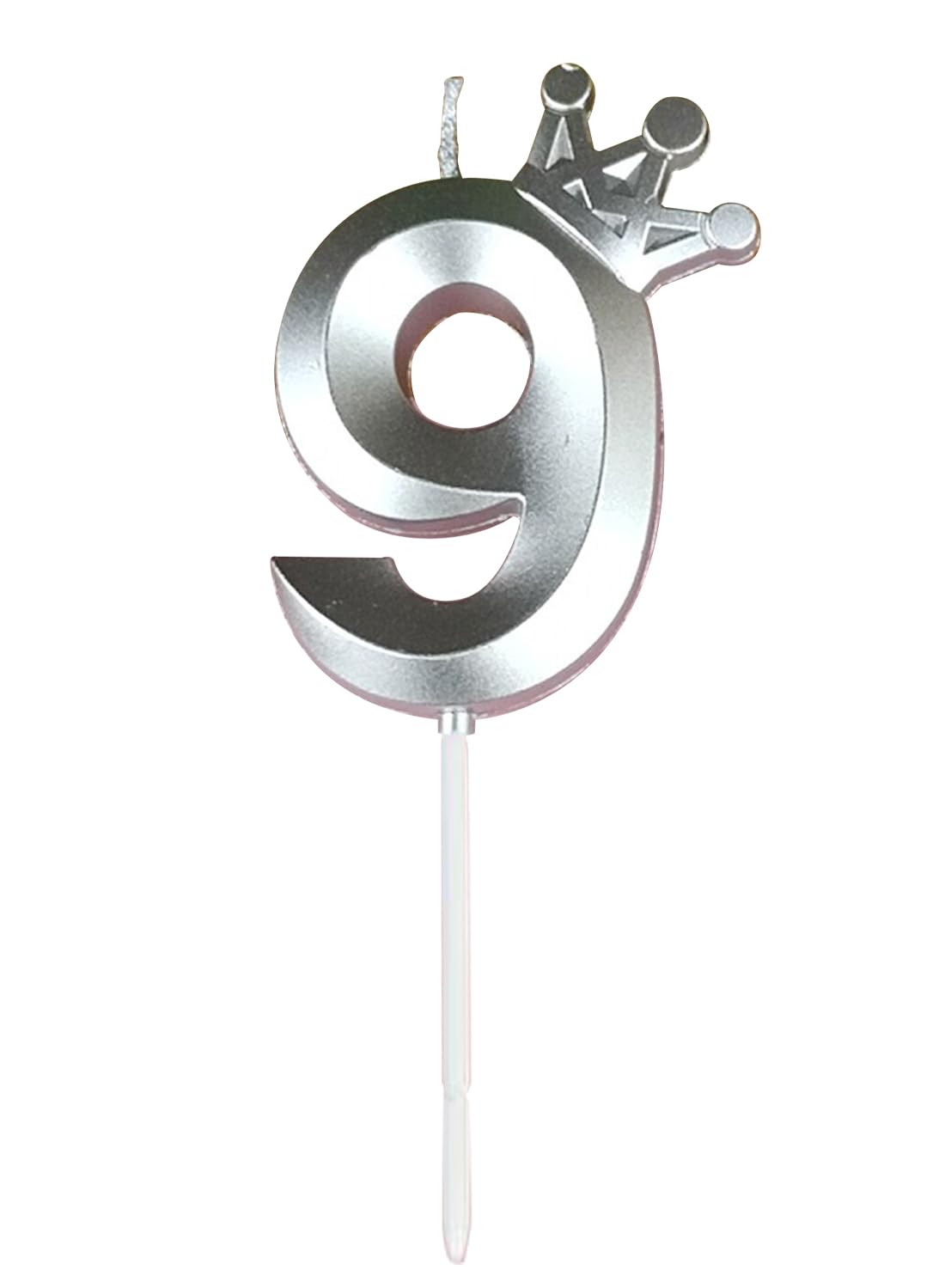 Birthday Number Candles for Cake Decoration, Glittery Cake Toppers with Cute Designs, Perfect for Kids' Parties, Anniversaries, and Celebrations-silver(No.9)