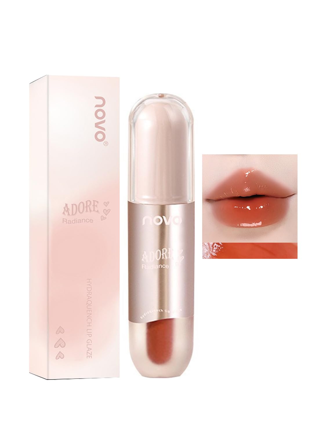 NOVO Lip Gloss, Glossy Plumping Lip Glaze, Hydrating Plumper Lipstick Liquid 567 3.5g
