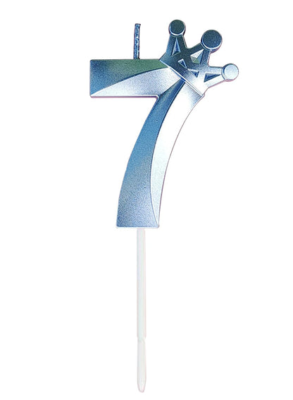 Birthday Number Candles for Cake Decoration, Glittery Cake Toppers with Cute Designs, Perfect for Kids' Parties, Anniversaries, and Celebrations-BLUE(No.7)