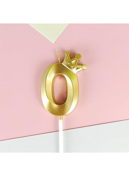 Birthday Number Candles for Cake Decoration, Glittery Cake Toppers with Cute Designs, Perfect for Kids' Parties, Anniversaries, and Celebrations-GOLD(No.0)