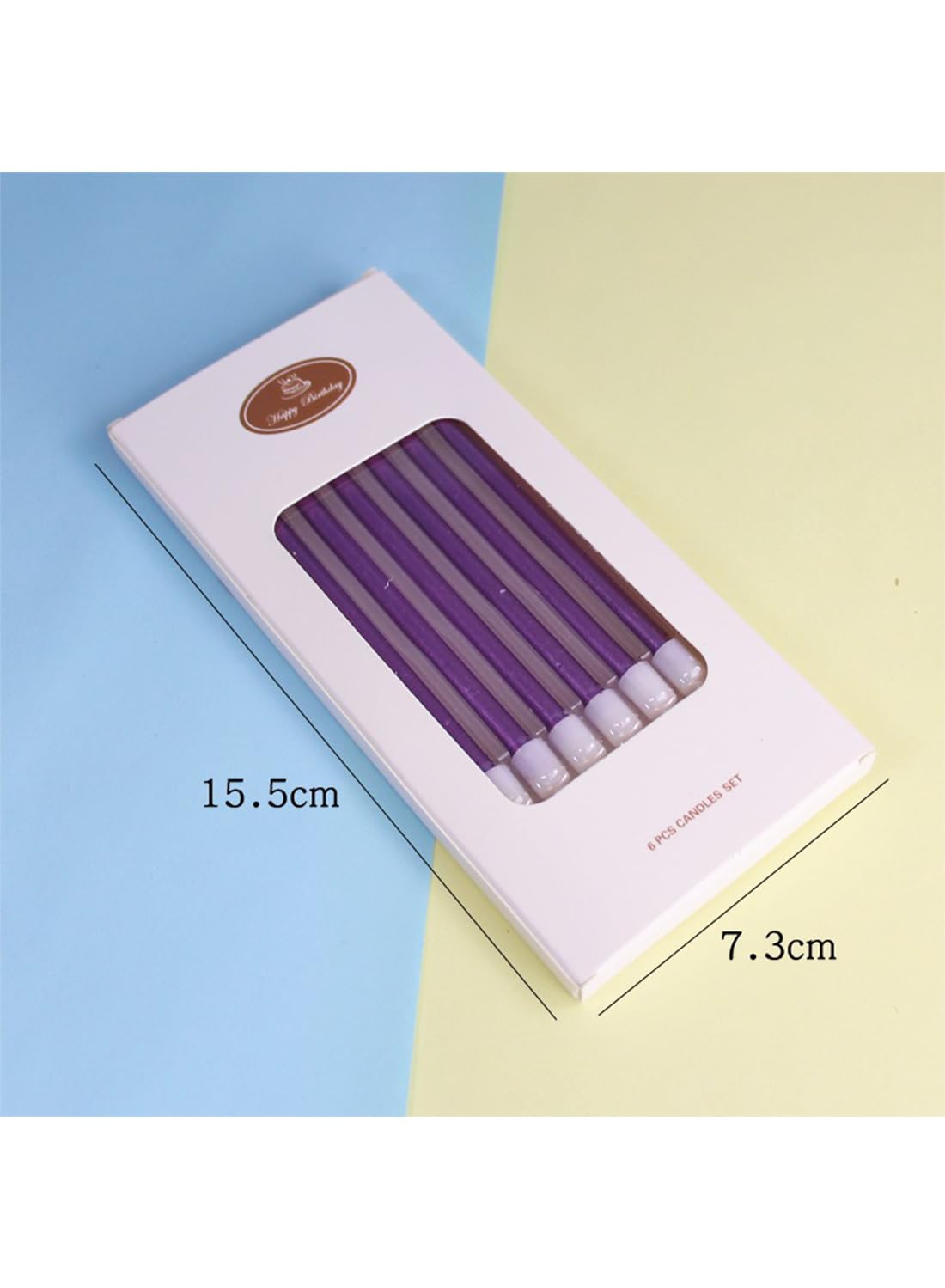 Colorful Long Thin Metallic Birthday Candles Kit£¬Glittery Cake Toppers with Cute Designs, Perfect for Kids' Parties, Anniversaries, and Celebrations-6Pcs Set Colorful