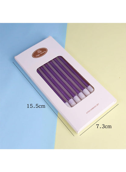 Colorful Long Thin Metallic Birthday Candles Kit£¬Glittery Cake Toppers with Cute Designs, Perfect for Kids' Parties, Anniversaries, and Celebrations-6Pcs Set Colorful