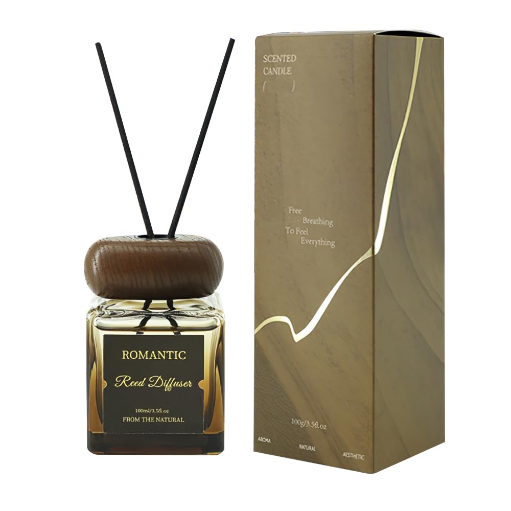 NOVO Reed Diffuser Set, Coffee Flavor Aromatherapy Scented Oil Diffuser with 6 Sticks for Home Office Decor 100m -Coffee & Caramel