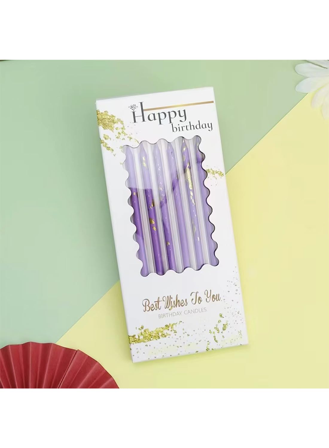 Colorful Long Thin Metallic Birthday Candles Kit£¬Glittery Cake Toppers with Cute Designs, Perfect for Kids' Parties, Anniversaries, and Celebrations-6Pcs Set Colorful