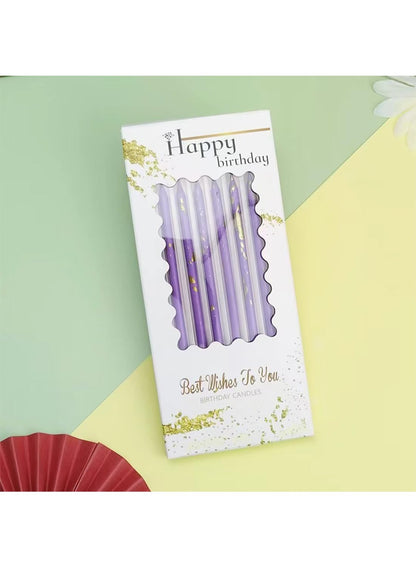 Colorful Long Thin Metallic Birthday Candles Kit£¬Glittery Cake Toppers with Cute Designs, Perfect for Kids' Parties, Anniversaries, and Celebrations-6Pcs Set Colorful