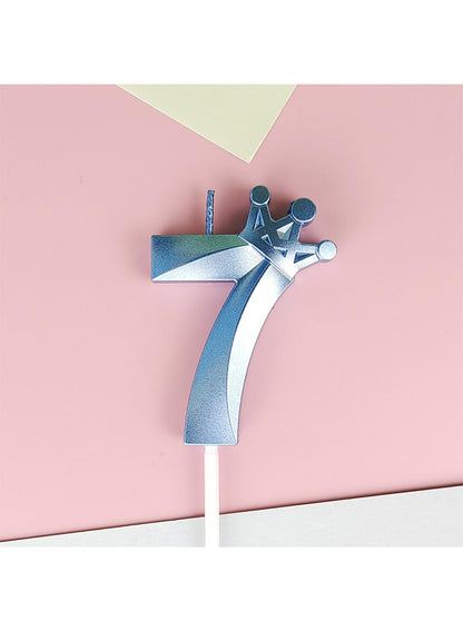 Birthday Number Candles for Cake Decoration, Glittery Cake Toppers with Cute Designs, Perfect for Kids' Parties, Anniversaries, and Celebrations-BLUE(No.7)