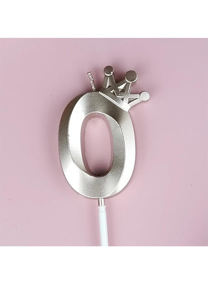 Birthday Number Candles for Cake Decoration, Glittery Cake Toppers with Cute Designs, Perfect for Kids' Parties, Anniversaries, and Celebrations-ROSE GOLD(No.0)